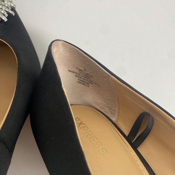 Express Pumps Heels Rhinestone Embellished Black Size 8 - Picture 9 of 10